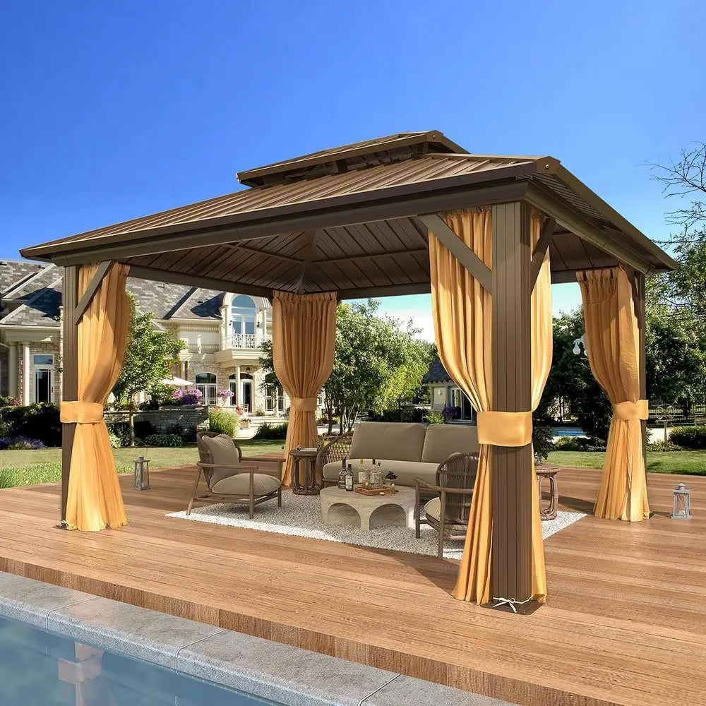 10' x 12' Outdoor Metal Gazebo with Double Roof
