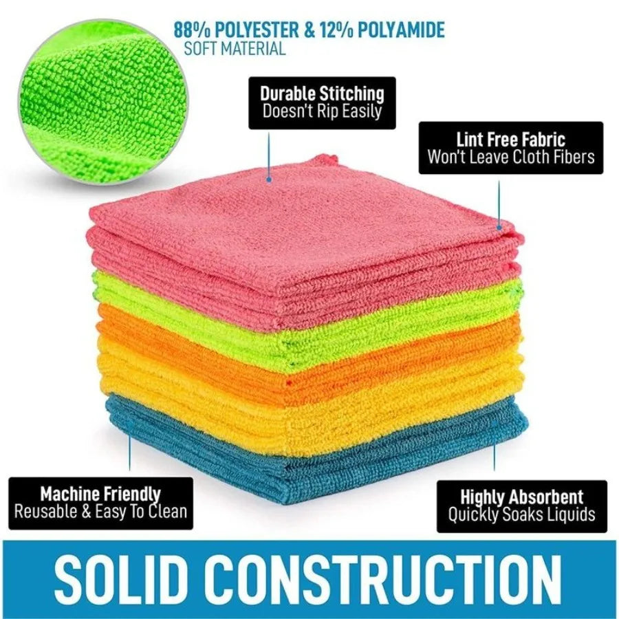 10-Pack Microfiber Cleaning Cloths, Highly Absorbent & Lint-Free