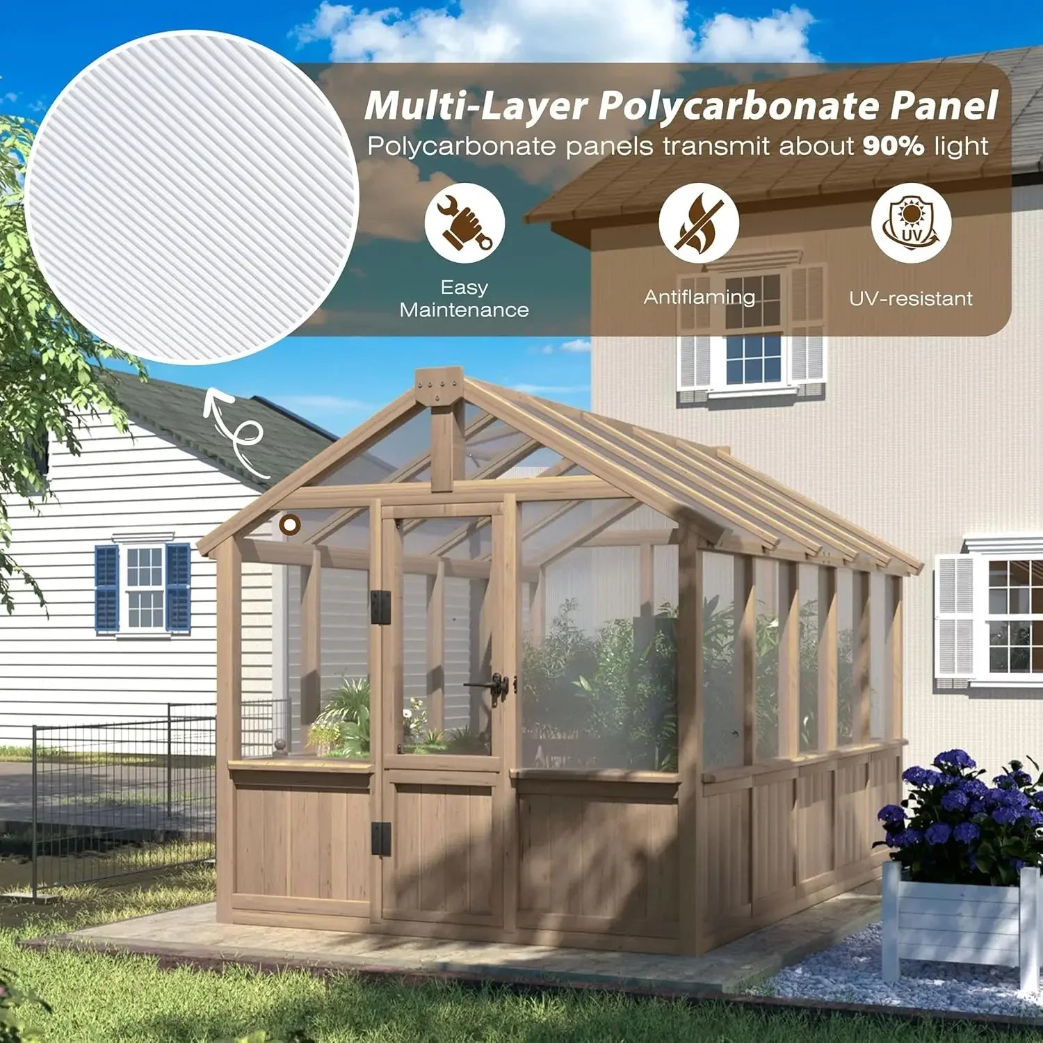 6' x 10' Walk-in Greenhouse with Lockable Door
