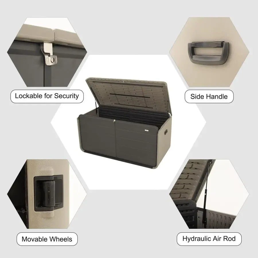 200 Gallon Waterproof Lockable Resin Deck Storage Box - UV Resistant