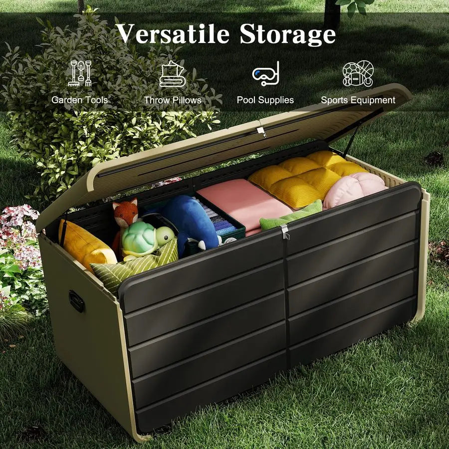 200 Gallon Waterproof Lockable Resin Deck Storage Box - UV Resistant
