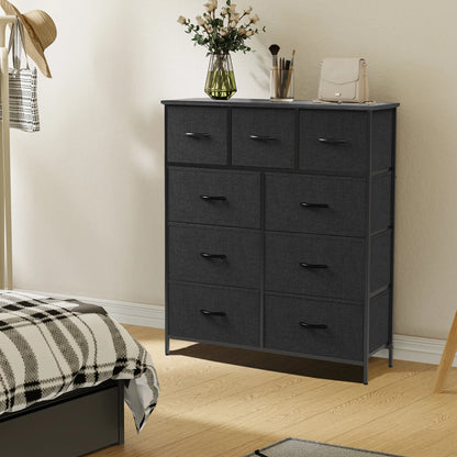 Bedroom Dresser With 9 Fabric Storage Drawers