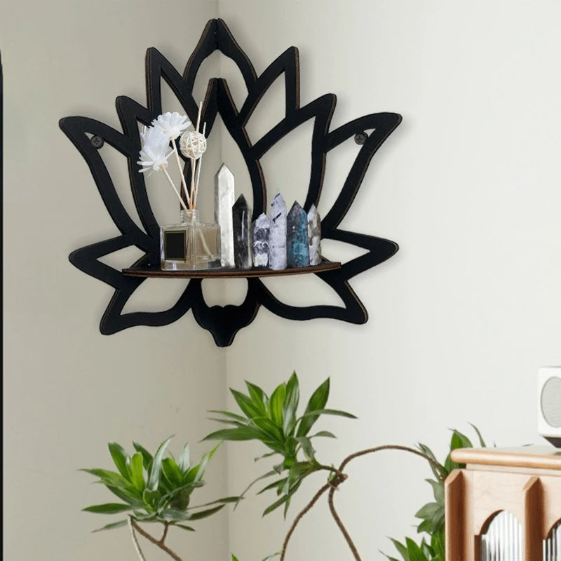 Wall Mount Lotus-Flower Essential Oil Candle Holder Shelf