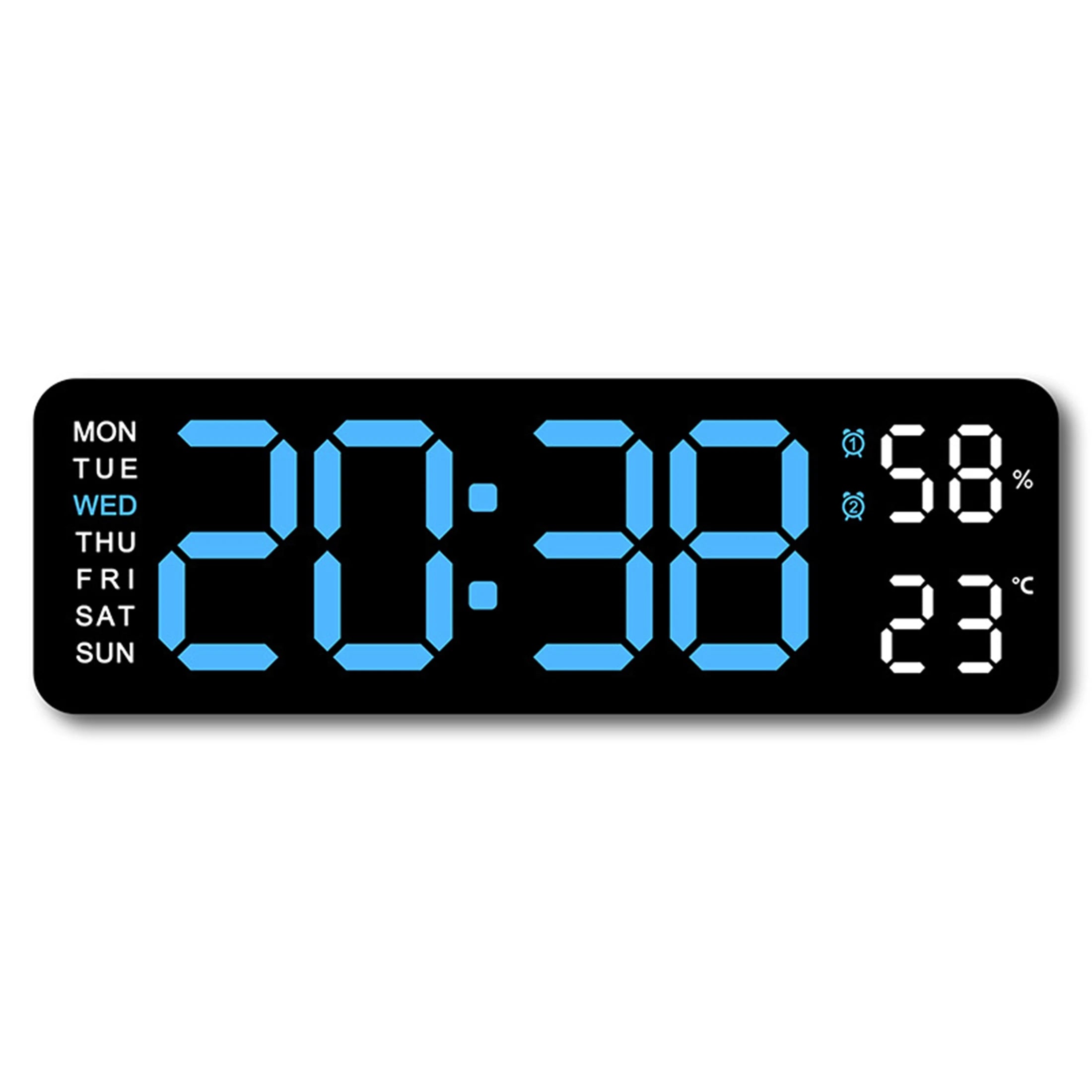 9" Digital LED Smart Wall Clock with Temperature & Humidity