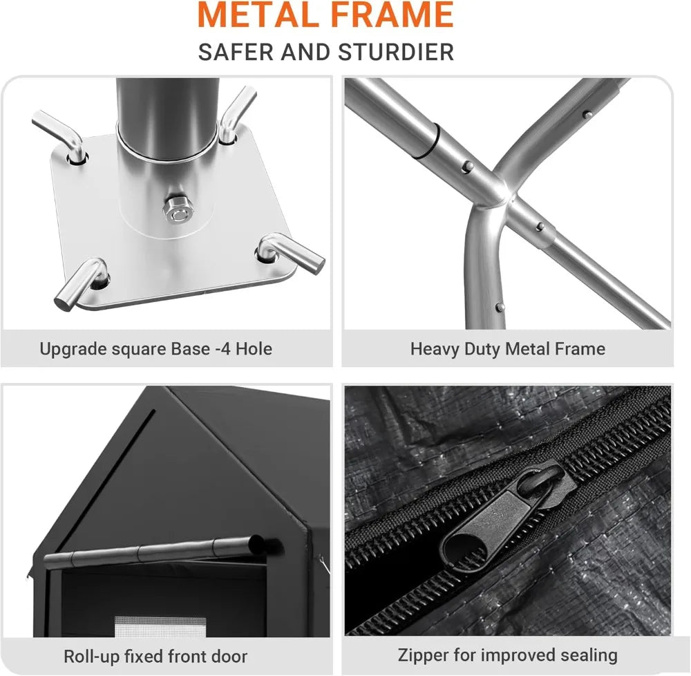 12' x 20' Heavy Duty Carport, Portable Garage with Roll-Up Windows & Side Door for Car, Truck, Boat