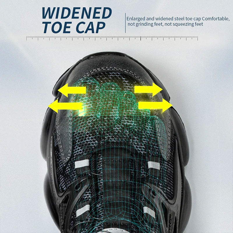 Stab-Proof Work Shoes with Elastic Buttons and Lace-Up