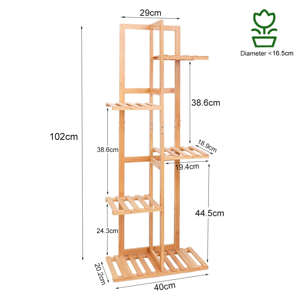 6 and 7 Pot Vertical Bamboo Flower Plant Stand