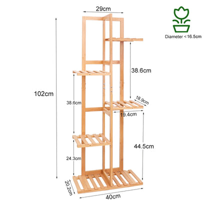 6 and 7 Pot Vertical Bamboo Flower Plant Stand