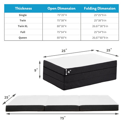 Three Fold Portable Floor Bed - Certified By CertiPUR-US - Suitable For Travel, Camping, and Yoga