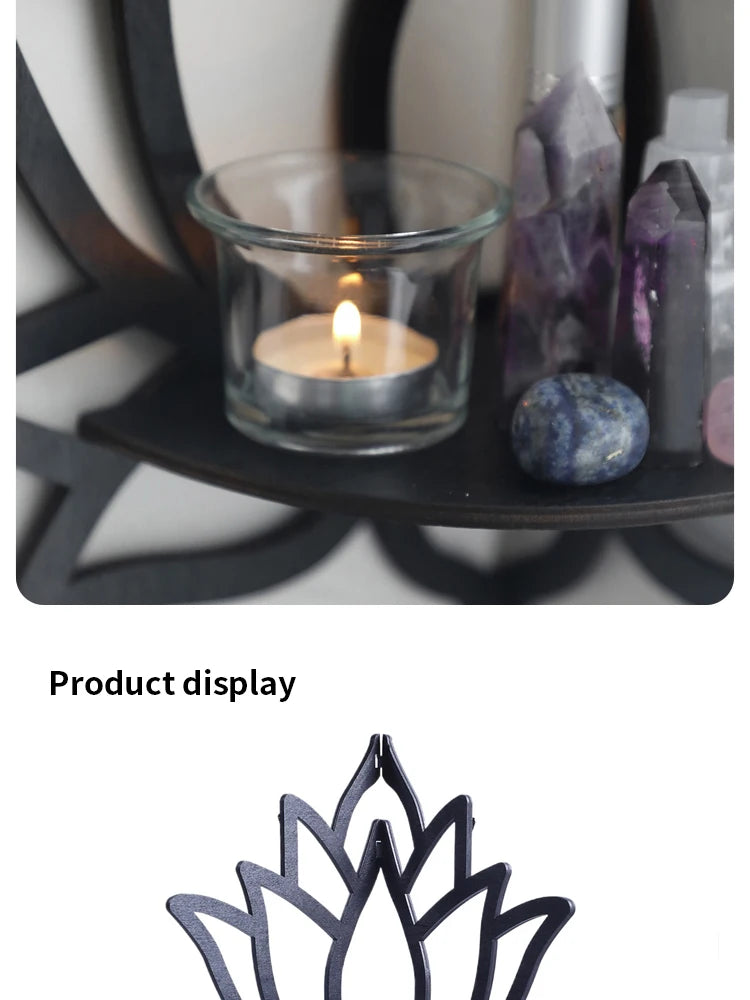 Wall Mount Lotus-Flower Essential Oil Candle Holder Shelf