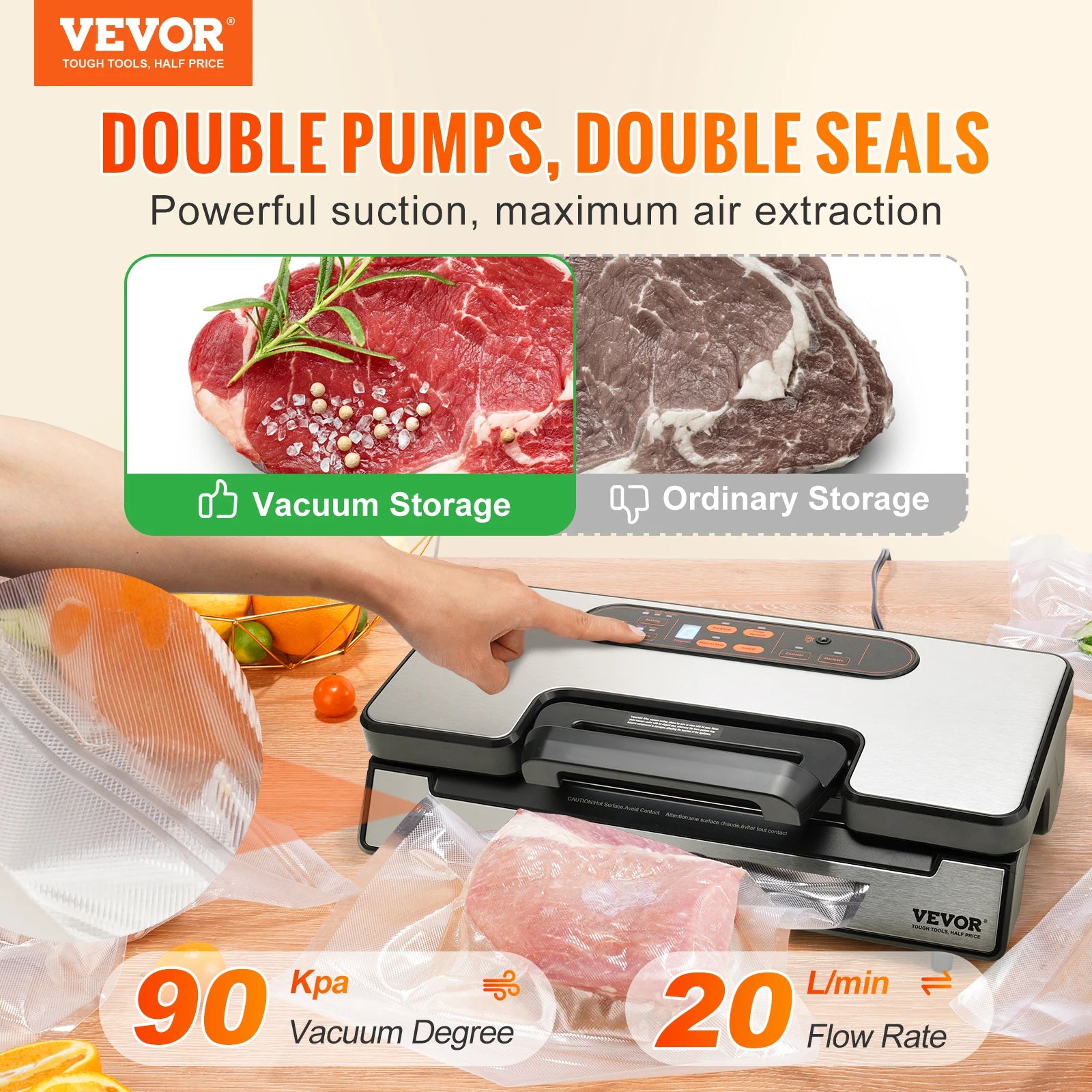 Vacuum Food Sealer with 10 Vacuum Bags