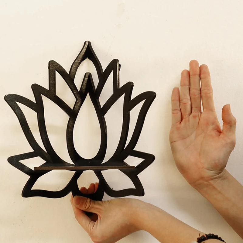 Wall Mount Lotus-Flower Essential Oil Candle Holder Shelf