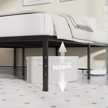 Sturdy Steel Heavy Duty Platform Bed Frame with 16" Storage Space - All Sizes