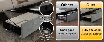 Bed Frame with Headboard, Galaxy Projector, Bluetooth Speaker, USB Ports, 4 Drawers - No Box Spring Needed - 3 Sizes Available