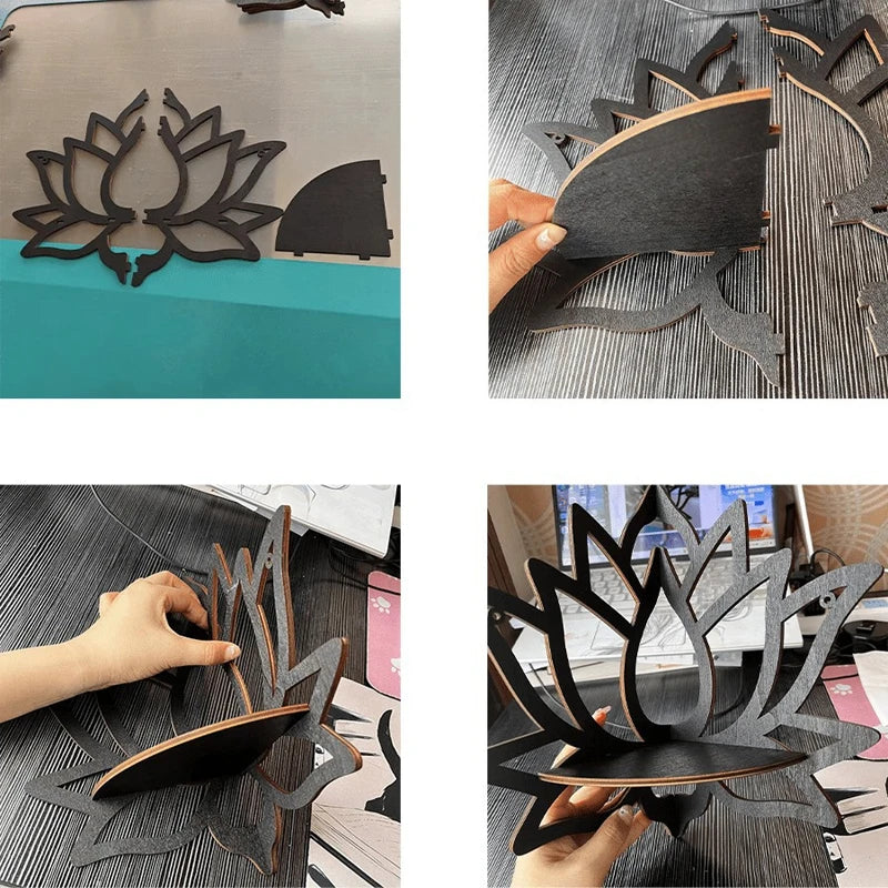 Wall Mount Lotus-Flower Essential Oil Candle Holder Shelf