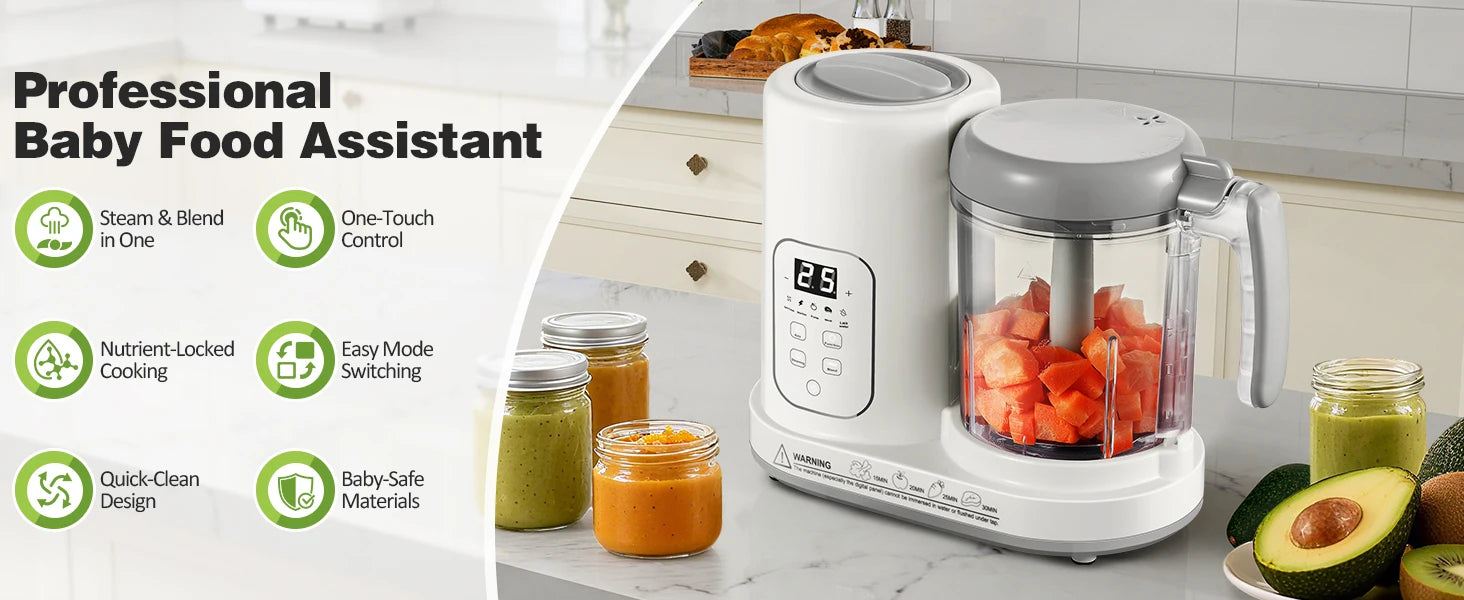 4 in 1 Baby Food Maker - Auto Steam, Blend, Puree &amp; Self-Clean - BPA-Free