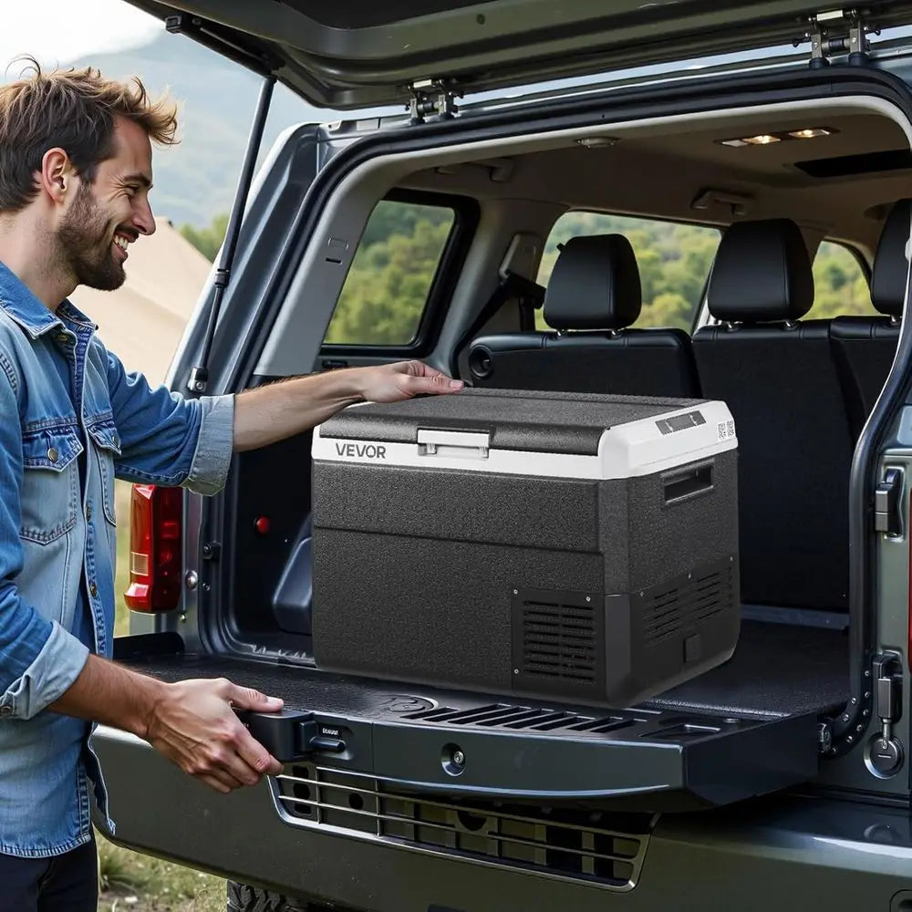 Portable 50L Car Refrigerator, 12/24V DC &amp; 100-240V AC, Adjustable Temp -4℉ to 68℉, Ideal for Outdoors, Camping, Travel, RV