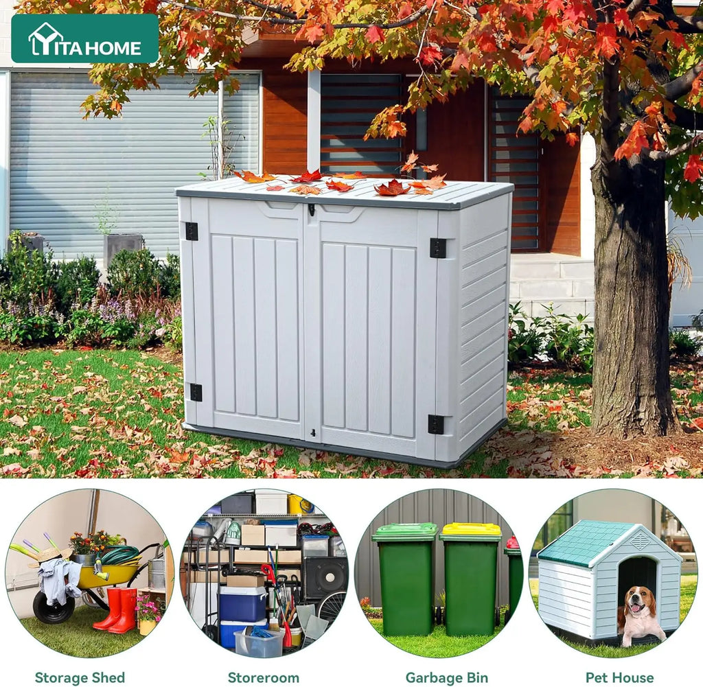 RED  39" Outdoor High Resin Lockable Waterproof Storage Shed