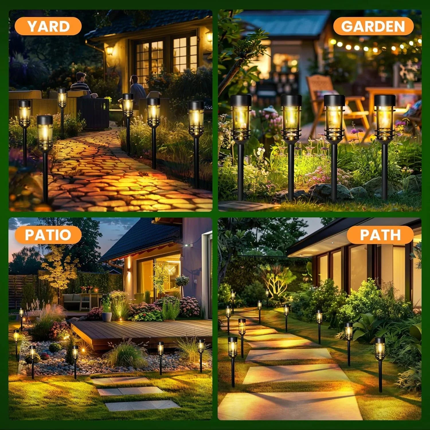 4 Warm-White Waterproof Outdoor Solar Street Lights