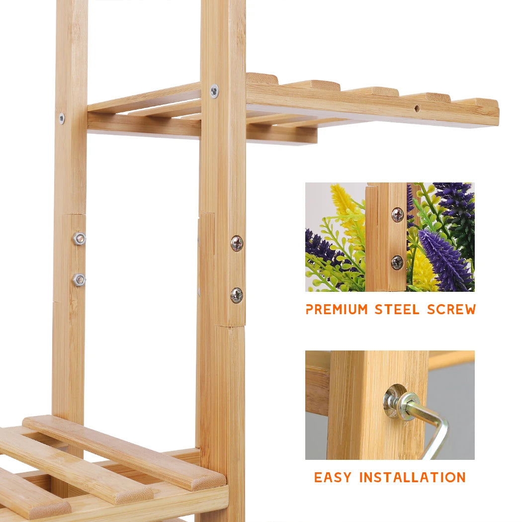 6 and 7 Pot Vertical Bamboo Flower Plant Stand