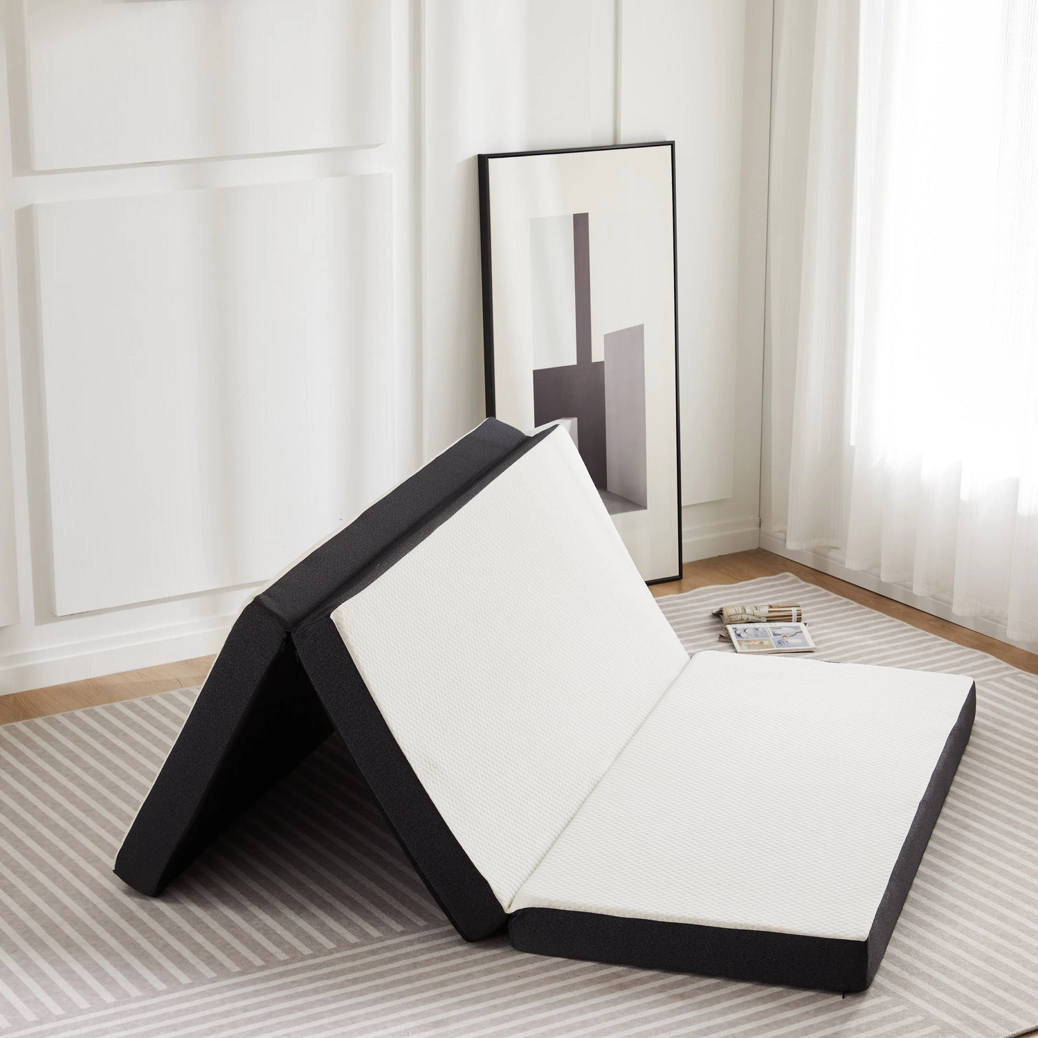 Three Fold Portable Floor Bed - Certified By CertiPUR-US - Suitable For Travel, Camping, and Yoga