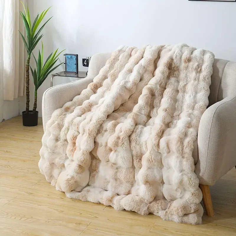Faux Rabbit Fleece Blanket or Throw