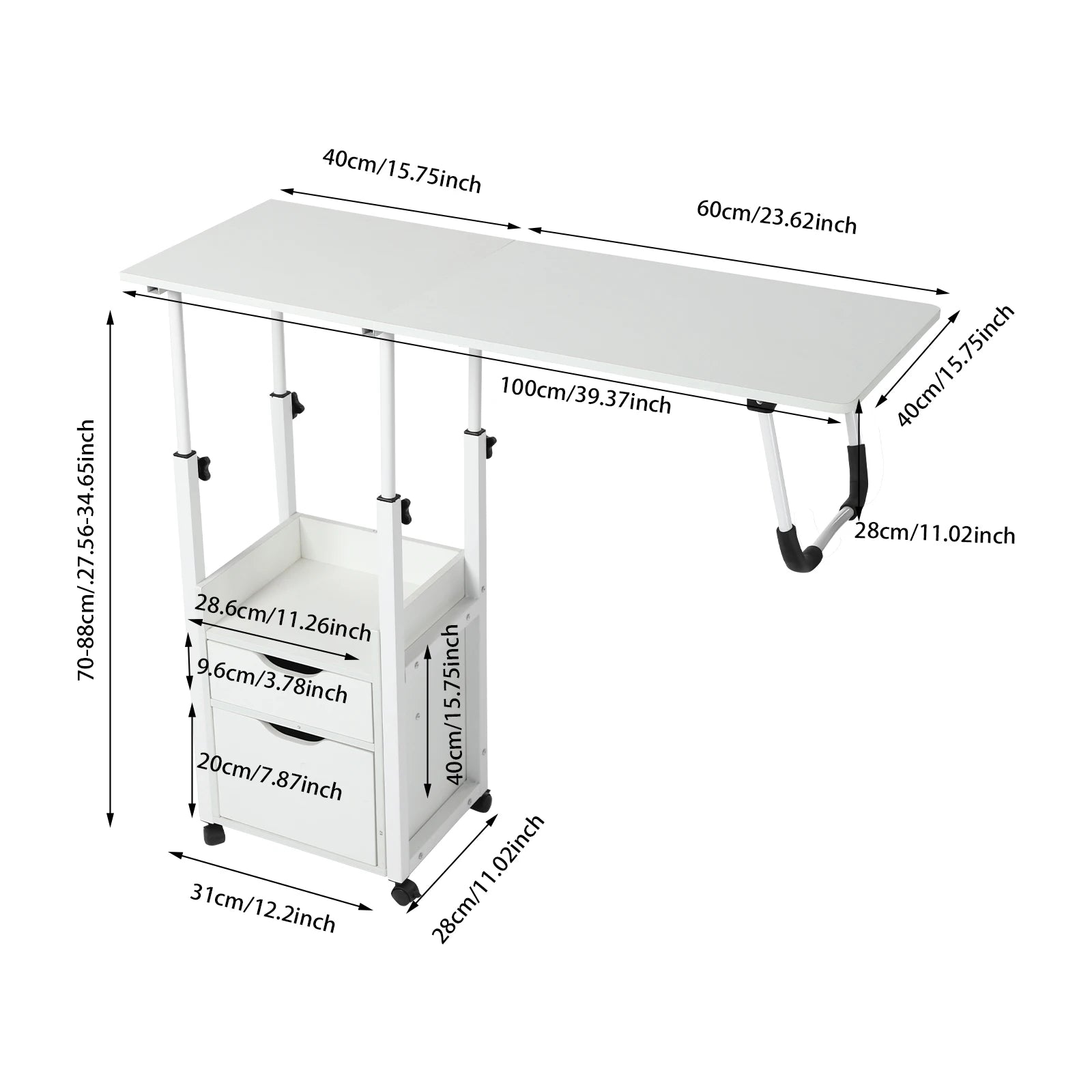 Multi-Function Bedside &amp; Over-Bed Table - Height Adjustable &amp; Movable