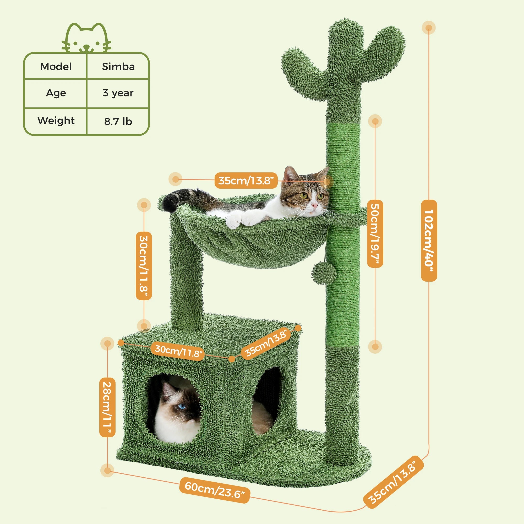 Cactus Cat Tree with Large Condo