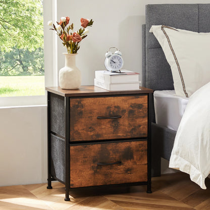Bedside Nightstand Table with 2 Fabric Drawers