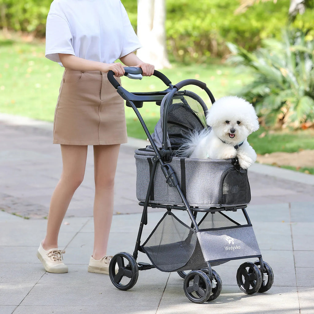 3 in 1 Folding Pet Stroller with Removable Carrier