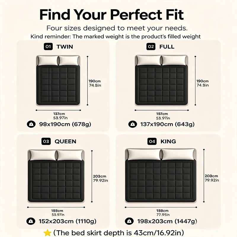 Mattress Topper - Multi-Sizes &amp; Colors