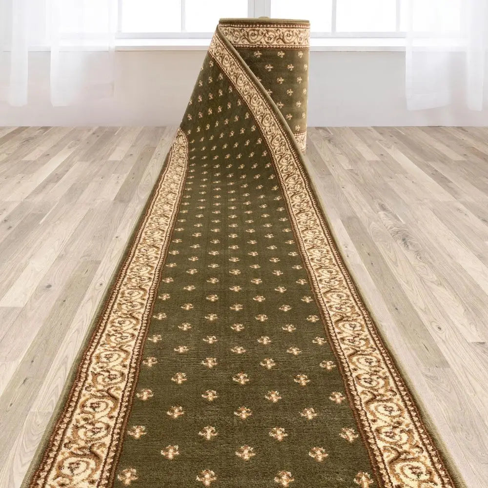 27" Wide x 30 Feet Long Green Hallway Stair Runner