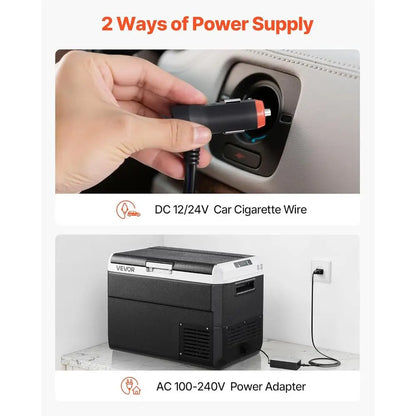 Portable 50L Car Refrigerator, 12/24V DC &amp; 100-240V AC, Adjustable Temp -4℉ to 68℉, Ideal for Outdoors, Camping, Travel, RV