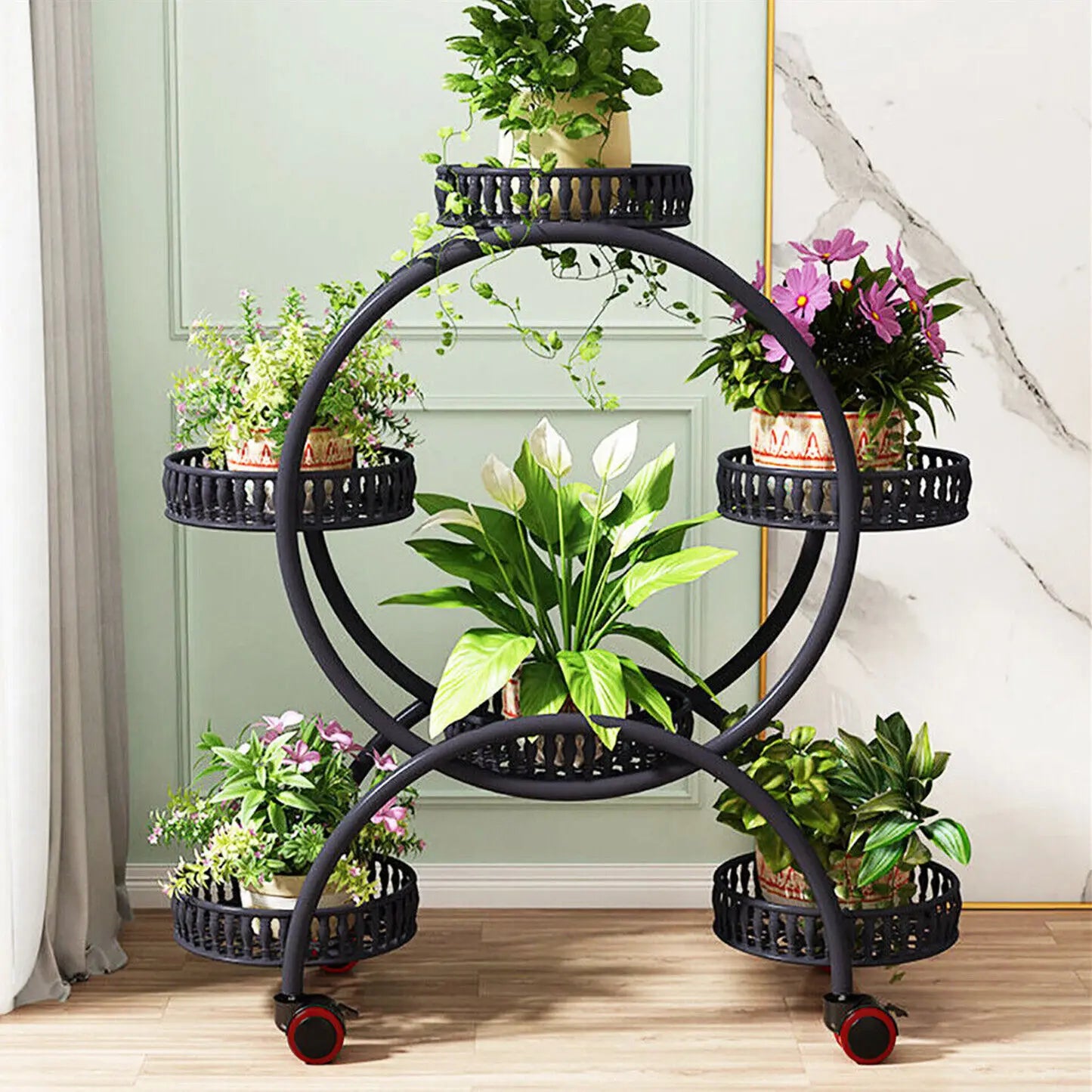 4-Layer 6-Pot Flower Holder Plant Stand on wheels
