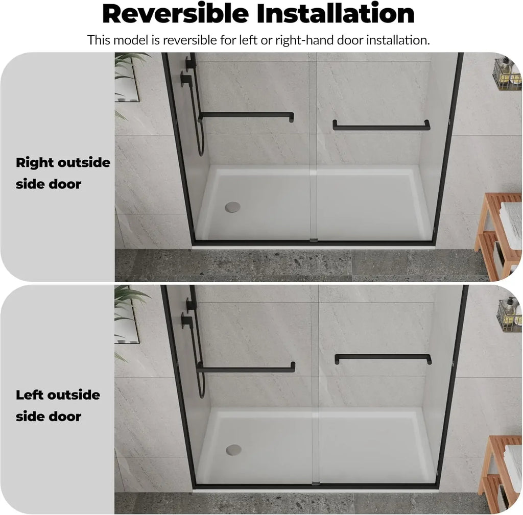 Sliding Aluminum Shower Door - 44"-48" Adjustable Width x 72" Height