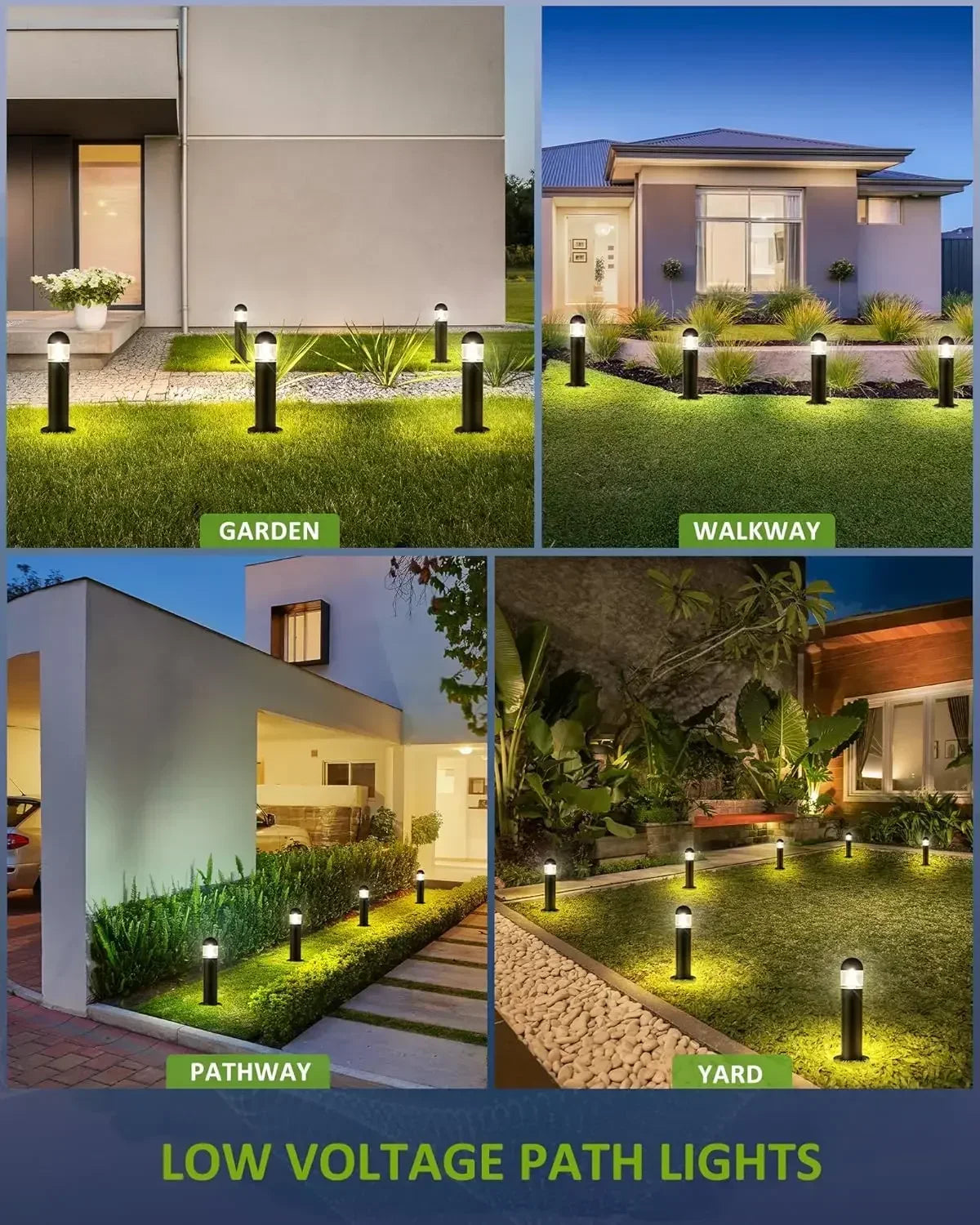 8 Pack Low Voltage Wired 12V LED Landscape Pathway Lights