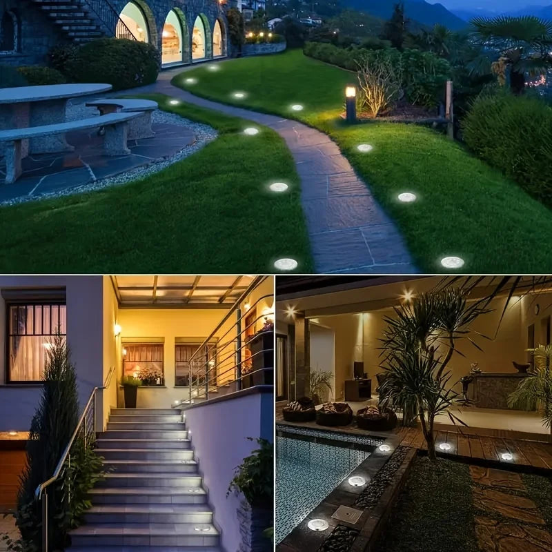 8 Outdoor LED Solar Disk Lights