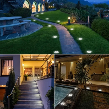 8 Outdoor LED Solar Disk Lights