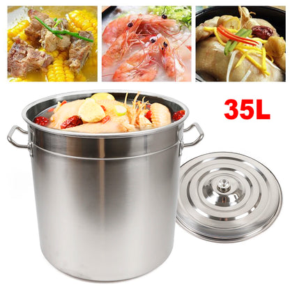 9 Qt. Multipurpose Thick Stainless Steel Cooking Soup Pot with Lid &amp; Handles for Home Restaurant