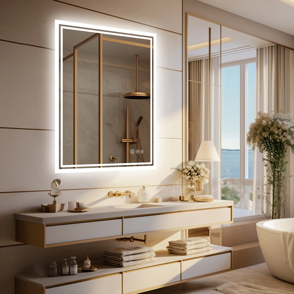 LED Backlit Bathroom Dimmable Mirror with Anti-Fog