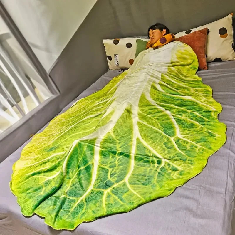 Double-Sided Flannel Sofa or Bed Cabbage Blanket