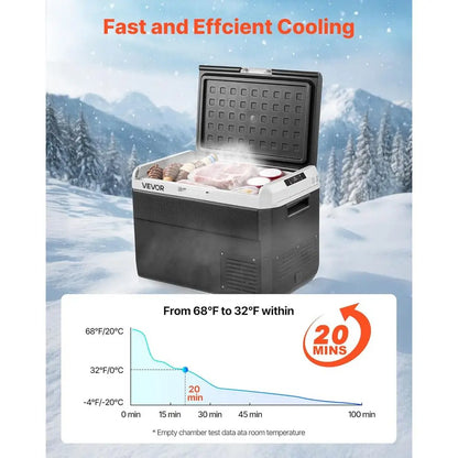 Portable 50L Car Refrigerator, 12/24V DC &amp; 100-240V AC, Adjustable Temp -4℉ to 68℉, Ideal for Outdoors, Camping, Travel, RV