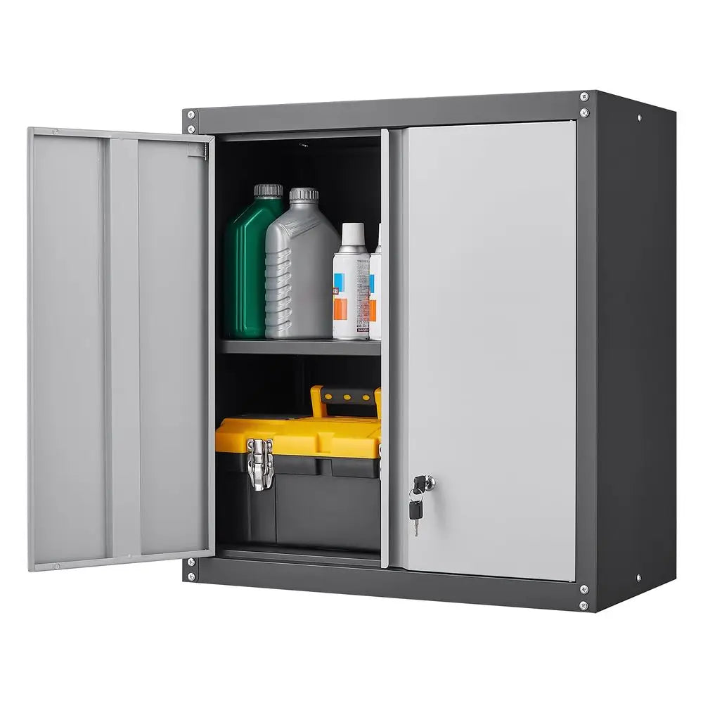 Locking Wall Cabinet with Shelves for Garage &amp; Basement