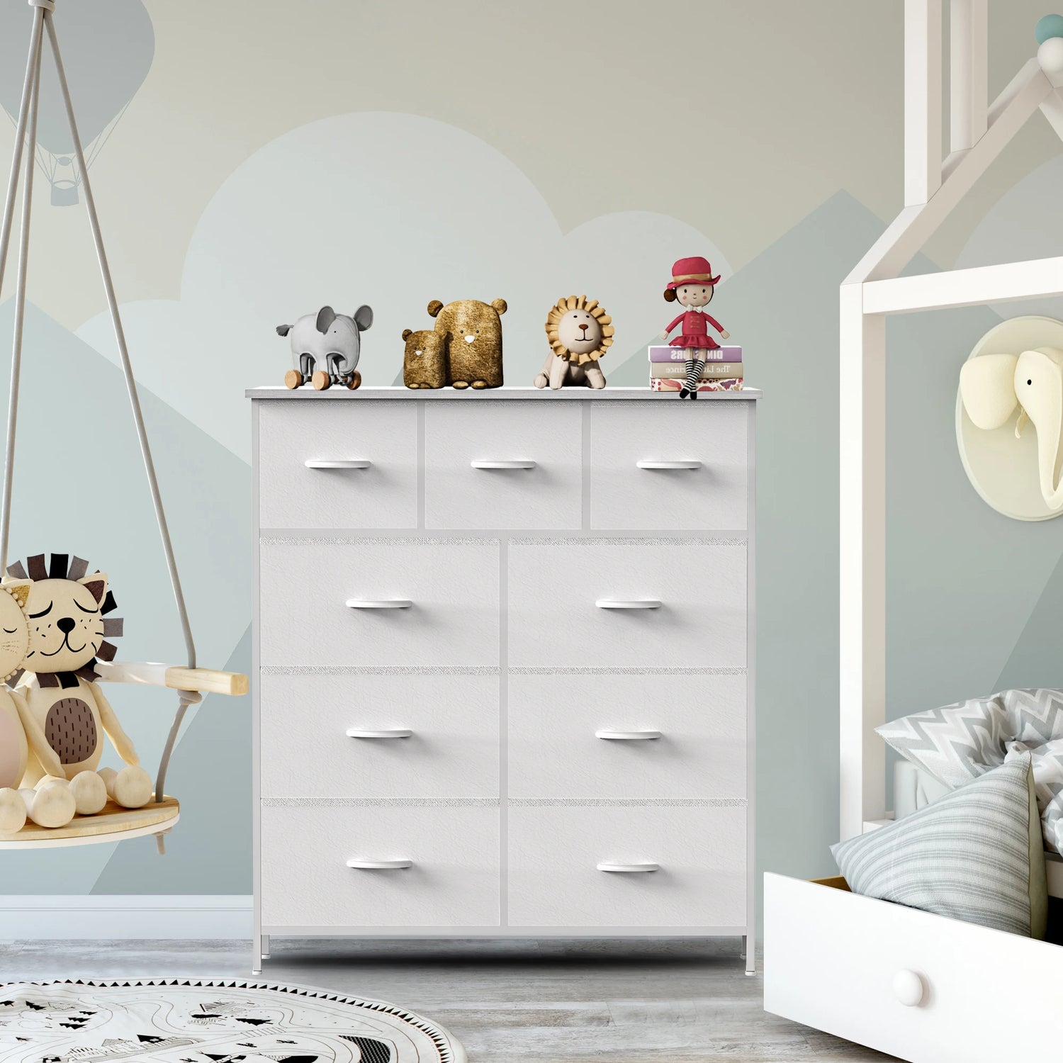 Bedroom Dresser With 9 Fabric Storage Drawers