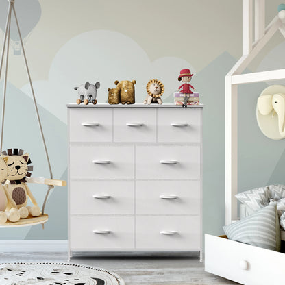 Bedroom Dresser With 9 Fabric Storage Drawers