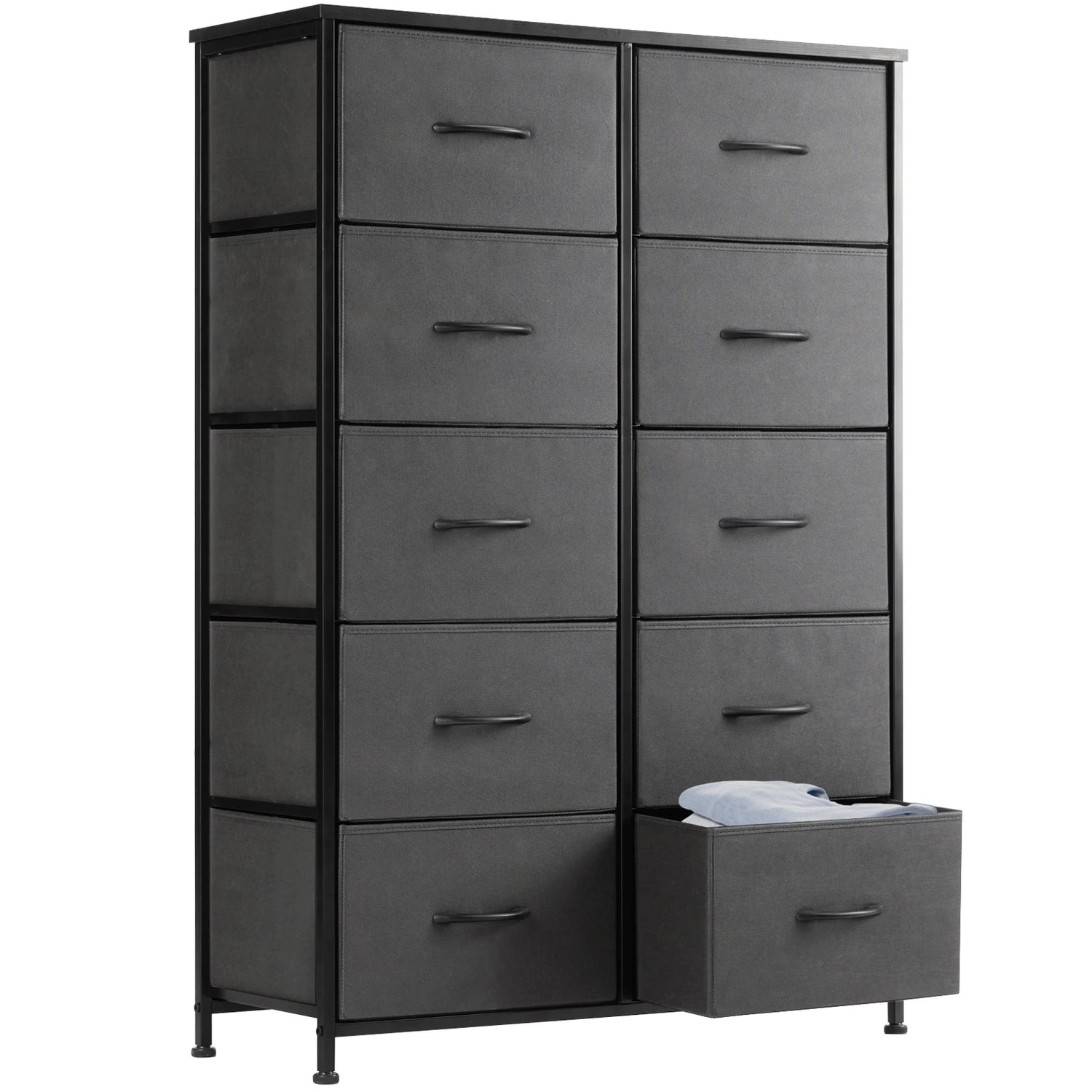 Bedside Table For Bedroom With 10 Fabric Drawers