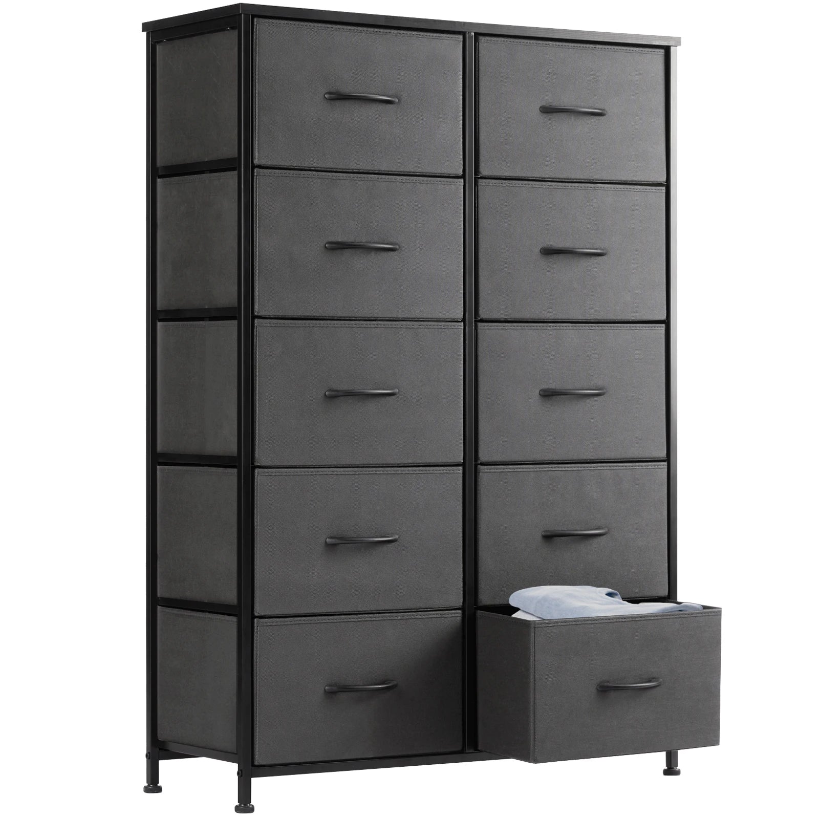 Bedside Table For Bedroom With 10 Fabric Drawers