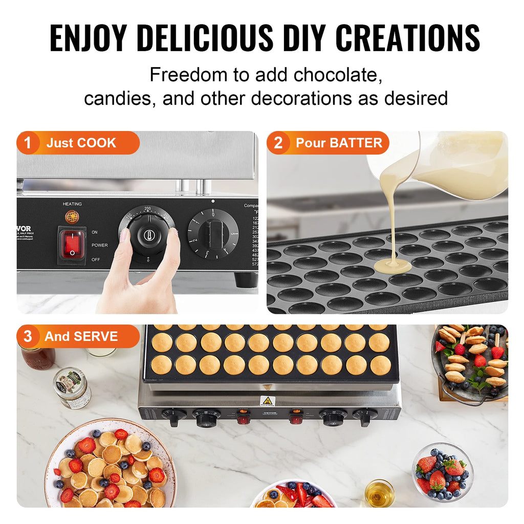 Non-stick Pancake & Waffle Maker - Dual Temp & Time Control