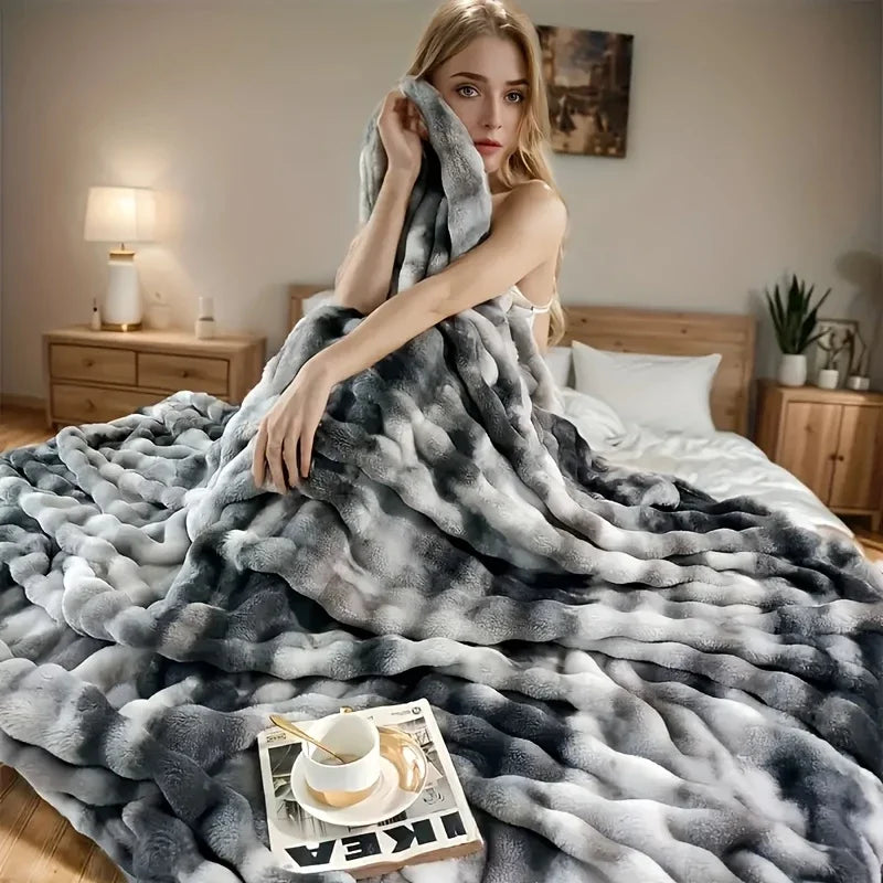 Faux Rabbit Fleece Blanket or Throw