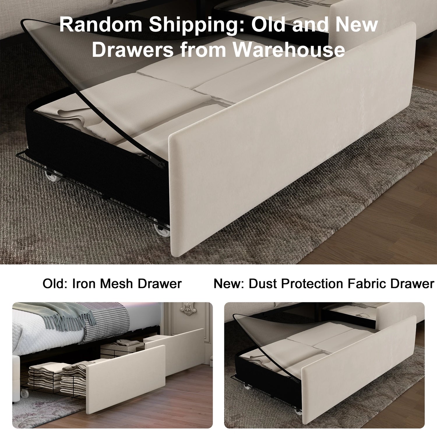 Bed Frame with Headboard, Galaxy Projector, Bluetooth Speaker, USB Ports, 4 Drawers - No Box Spring Needed - 3 Sizes Available